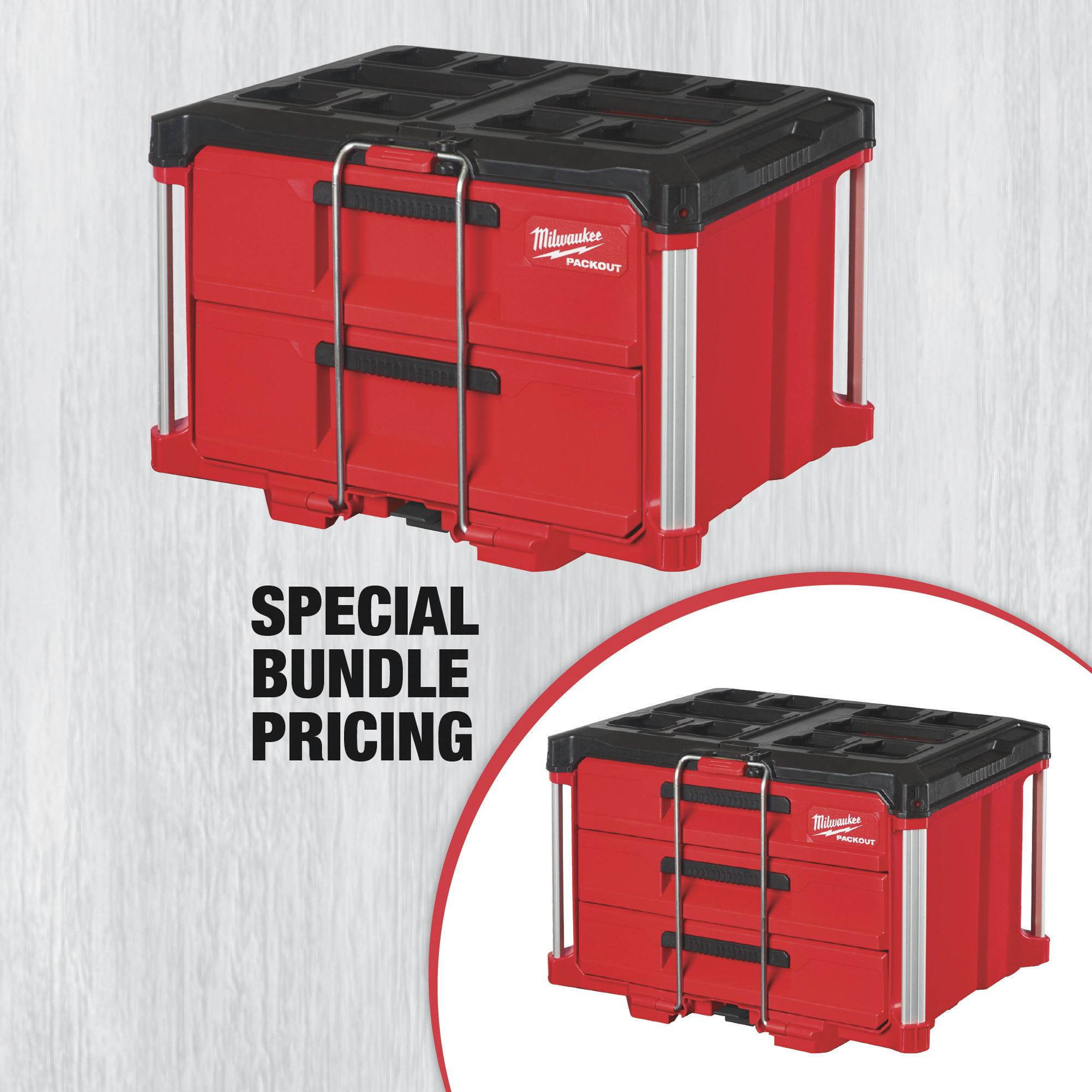 SPECIAL BUY! Milwaukee 2-Pc. Packout Toolbox Combo, Model# PACKOUTSE22P4B